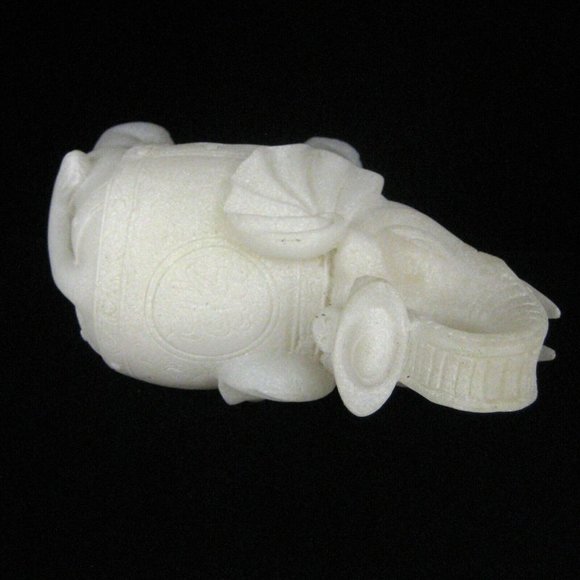 White Elephant Figurine Asian 5 In Resin Trunk Tusks Chinese Character STAIN - Picture 12 of 12
